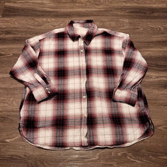 H&M Oversized Flannel Shirt Jacket with Side Pockets Womens XL - Picture 1 of 9